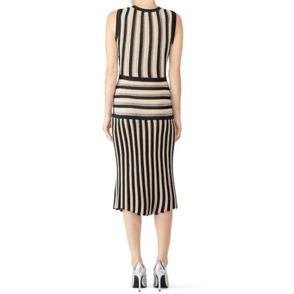 Tabula Rasa Millais Stripe Knit Crew Neck Metallic Party Midi Dress Black M - Picture 2 of 7